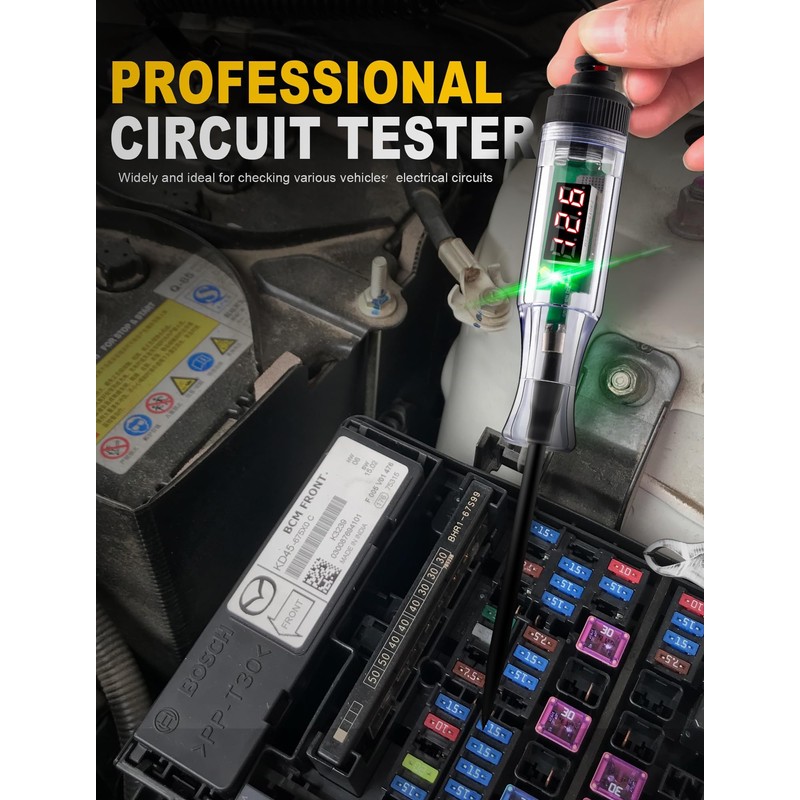 Test Light Automotive 5-90V Digital LED Circuit Tester with Voltage