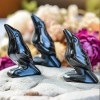 Natural Obsidian Crow Raven Hand Carved Healing Reiki Specimen Decoration