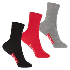 kicker Children's Cotton Socks for Girls and Boys, Black Red Grey