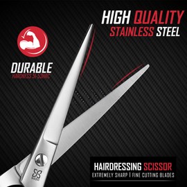 Hair Cutting Scissors Premium Professional High Carbon Stainless Steel, Razor Edge Blades, Fine Adjustment for Salons, Barbers, Men, Women, Kids, and Pets by SIZZO (6 Inches)