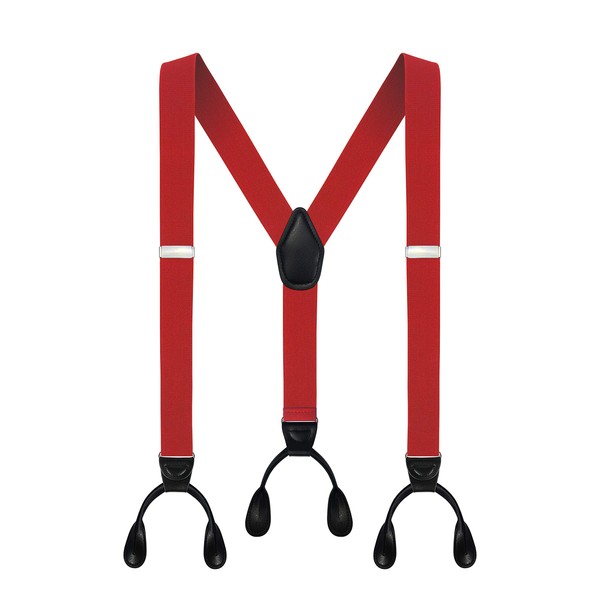 Moulen Men's Y-Back 1.4 Inches Wide Button End Elastic Adjustable