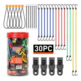 24gancho De Amarre Kit Tarro Bungee Elastica Cuerda Elastica