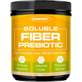 ZEBORA Fiber Supplement Powder, Soluble Prebiotic Fiber Powder Unflavored with Acacia for Digestive Health, Regularity and Hunger Control No Sugar Added, No Grit, Gluten Free, 70 Servings
