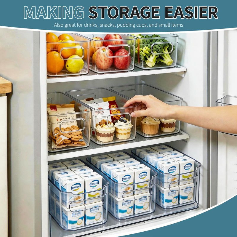 Yogurt Organizer for Fridge, Refrigerator Storage Bins with Handle, 2