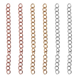UNICRAFTALE Approx. 60 Strands 3 Colours 45 mm Stainless Steel Chain Extender Hypoallergenic Link Chain Necklace Extender Bracelet Extender for Jewellery Chain Making