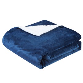 SOCHOW Sherpa Fleece Throw Blanket, Double-Sided Super Soft Luxurious Plush Blanket Throw Size, Navy Blue