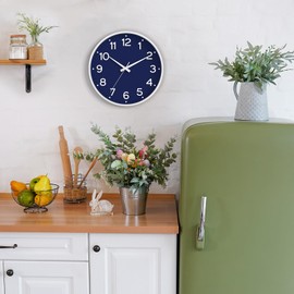 Roymnie Wall Clock, Silent Wall Clocks Battery Operated 8 Inch-Modern Non Ticking Analog Clock Decorative for Kitchen Office Bathroom Bedroom(Navy Blue)