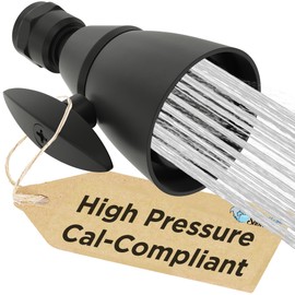 HammerHead Showers® Solid Metal 2 Inch High Pressure Shower Heads - MATTE BLACK – California Compliant 1.75 GPM Low Flow Rate - High Flow Shower Head with ADJUSTABLE SPRAY PATTERN - Fixed Shower Head