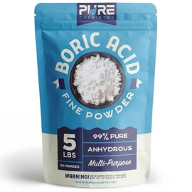 Ecoxall Bulk Boric Acid, 99.9% Pure, Laundry Stain Remover and Deodorizer, Kitchen, Household, Industrial Strength Commercial Cleaner, Drain Unclogger, Fine Powder, 5 lbs