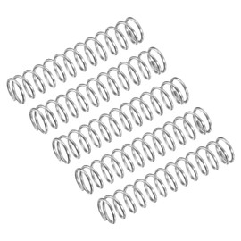 sourcing map Compression Spring, 5Pcs 304 Stainless Steel, 10mm OD, 1mm Wire Size, 50mm Free Length, Silver Tone
