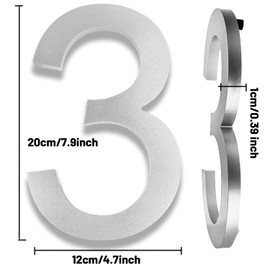 8 Inch Large House Numbers Floating Sliver House Numbers Plaques Modern Door Numbers Plates Signs with Nail Kit for Outside Wall Address Garden Mailbox Dec, Strong Sliver Acrylic Material (7)