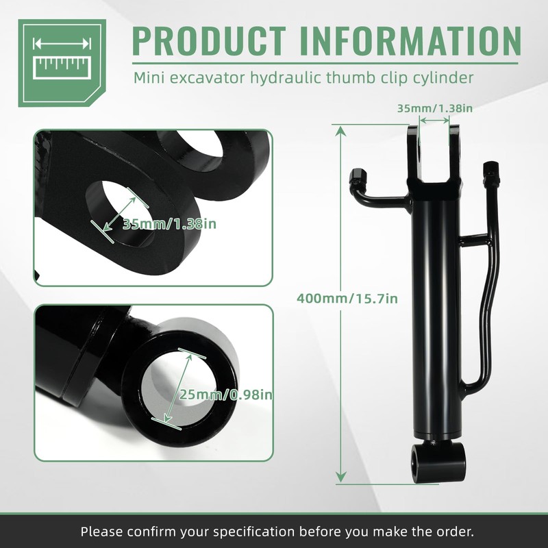 VORGENS Mini Excavator Thumb Cylinder, Hydraulic Cylinder 25mm/0.98in, Compatible with