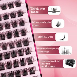 AIWEITA Individual Cluster Lashes D Curl 8-16Mix Lash Clusters Eyelashes DIY Lash Extension At Home False Lashes 120Pcs Fluffy Eyelash Wispy Lashes Fan Shape