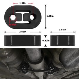TSUGAMI Car Exhaust Hanger, 4PCS Rubber Insulator Bushing Mount, 2 Holes 0.47 Inch (12mm), Auto Muffler Shock Absorbent Bracket Mount, High-Density Tailpipe Damping Hanger, Universal Fit (Black)