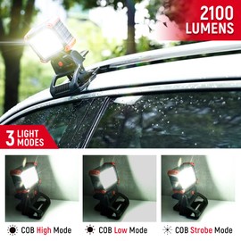 Yls 2pack LED Work Light, 2100LM Rechargeable COB Magnetic Clip on Work Light with 3 Light Modes, 270° & 180° Rotatable Portable Clamp Worklight for Job Site,Car Repairing,Workshop