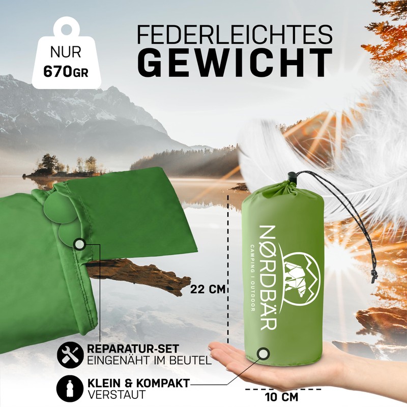 NORDBÄR® Camping Sleeping Mat Inflatable & Ultralight [With or without