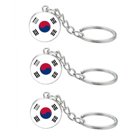 LLBFHH 3 Pcs Korea Flag Key Chain,Cool Keychain for Car Keys, Stainless Steel Keyrings & Keychains,Used for Home Decoration, Jewelry Hanging Decorations., Korea, 0.1