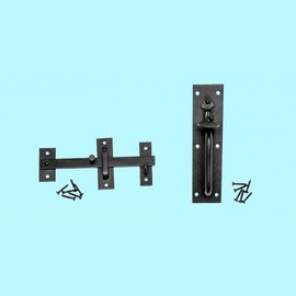 Renovators Supply Manufacturing Door Lock Latch 7 in. Black Iron Norfolk Thumb Door Latches Two Sided Colonial Locks with Mounting Hardware
