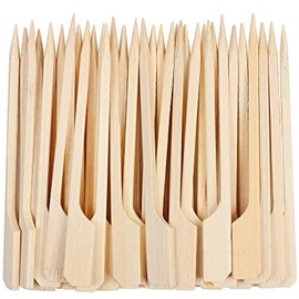 ZCDA 100pcs Bamboo Paddle Skewers Bamboo Sticks Cocktail Sticks Flat for Barbecue, Kebabs, Fruits, Sandwich Cocktail, Buffets Party (9cm)