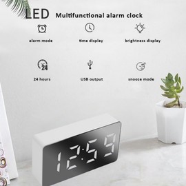 Digital Alarm Clock,Small Travel Alarm Clock,Mini Led Display Alarm Clock with Temperature,LED Alarm Clock with Time Date Temperature Snooze Sound Adjustable,Alarm Clocks Silent Non-Ticking(Blue)
