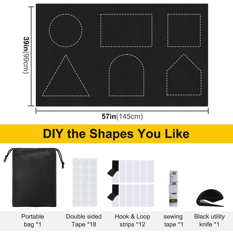 100% Blackout Curtains Bedroom No Drill DIY Curtains 57"W x