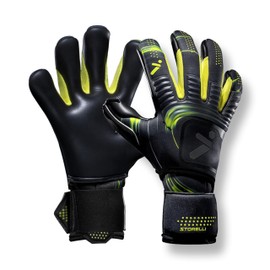 Storelli Silencer Menace Goalkeeper Gloves, Soccer Goalie Gloves for Youths & Adults, Roll-Negative, Hybrid Gloves with Removable Finger Spines, Black & Yellow, Size 11