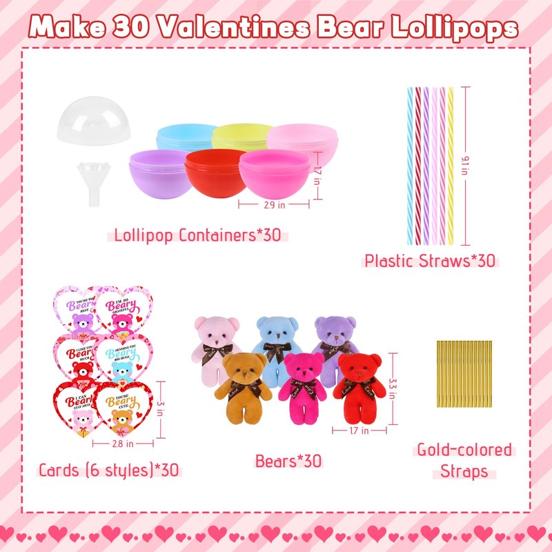 Valentines Day Gifts for Kids Classroom, 30 Packs valentines lollipop