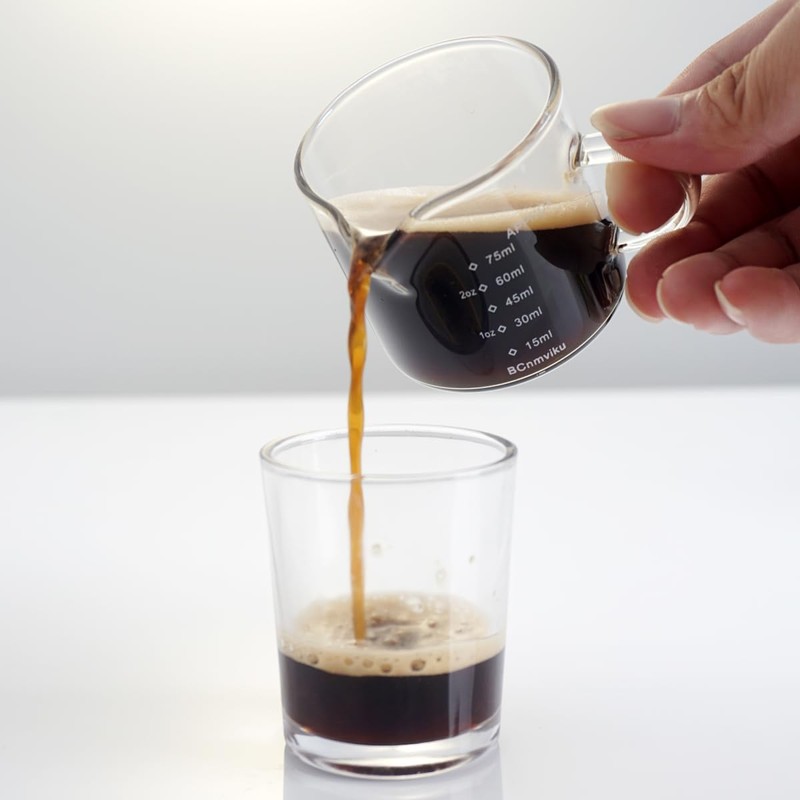 BCnmviku 4 PACK Espresso Glass Measuring Cup Triple Pitcher Milk