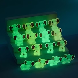 Honiweer 6 PCS Luminous Resin Cute Mini Elephant Animal Statue Decoration, Miniature Fairy Garden Accessories,Used in Rooms, Courtyards, Gardens, Potted Moss and Green Plants Micro Scenery