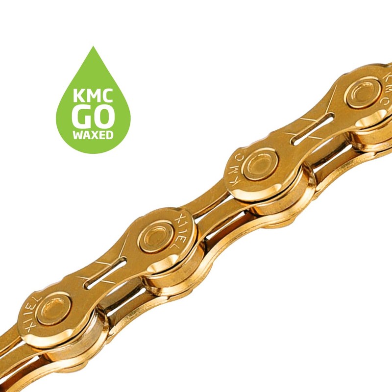 KMC X11EL gewachste 11-Gang-Kette, Ti-N Gold, 118 Glieder