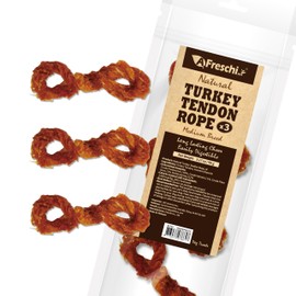 Afreschi Turkey Tendon for Dogs, Medium Rope, 3-Pack, 3.17oz, USA-Sourced Turkey, All Natural Human Grade Dog Chew, Hypoallergenic, Rawhide Alternative, Dog Treats for Medium Breeds