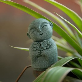 livelyfish Japanese Buddha Statues Bosatsu Feng Shui Praying Monk Statue Sandstone Happy/Smiling Miniature Figurine Ornament for Fish Tank Aquarium Home Garden Decoration, 9