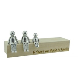 Pirantin 5th Anniversary Idea - 5 Years We Made A Family Metal Ornament - Choose Your Family Combination Box & Woodgrain May Vary(1 Child)