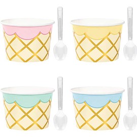 Trendware Ice Cream Party Treat Cups with Spoons, 24 Count