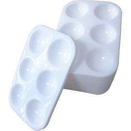 24 Pieces White Paint Plastic Palettes 6 Well Rectangular Watercolor Oil Palette Painting Tray Artist Craft Palettes