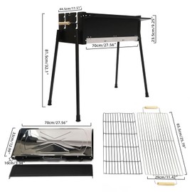 Barbecue Charcoal Grill Stainless Steel Folding Portable BBQ Tool Kits Folded Camping Barbecue Grill for Outdoor Grilling Cooking Camping Hiking Picnics