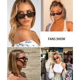 Tskestvy Retro Rectangle Sunglasses for Women Men Square 90s Y2K Trendy Cool Glasses Fashion Aesthetic Thin Accessories