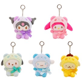 5Pcs Anime Figure Plush Toy Keychain Set Cute Stuffed Animal Keyring Charm Collectibles Backpack Handbag Pendant Fashion Accessory Gifts