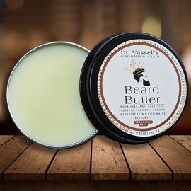 Dr. Vassell's Premium Fragrance Free Beard Butter, 100% Natural - Nourishes, Promotes Growth, Hydrates & Eliminates Beardruff