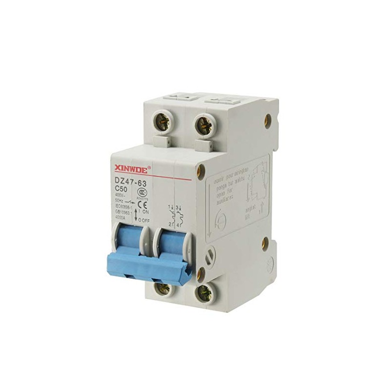 uxcell 2 Poles 50A AC400V Low-Voltage Miniature Circuit Breaker Din
