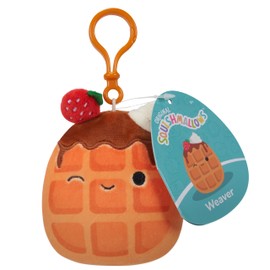 Squishmallows 3.5"" Clip-On Weaver The Waffle, Small, Orange