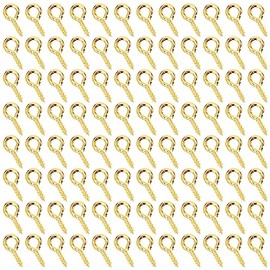 Shapenty Mini Metal Screw Eye Pin Hook Small Hoop Peg for Resin Keychain Crafts Christmas Ornaments Earring Necklace Bead Charm Jewelry Making Projects Cork Bottles,150PCS (8x4mm, Gold)