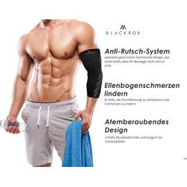 BLACKROX Elbow Support Comparison Winner Tennis Elbow Bodybulding with Compression for Men and Women Elastic for Fitness Volleyball, Handball, Weight Training, Right or Left (L)