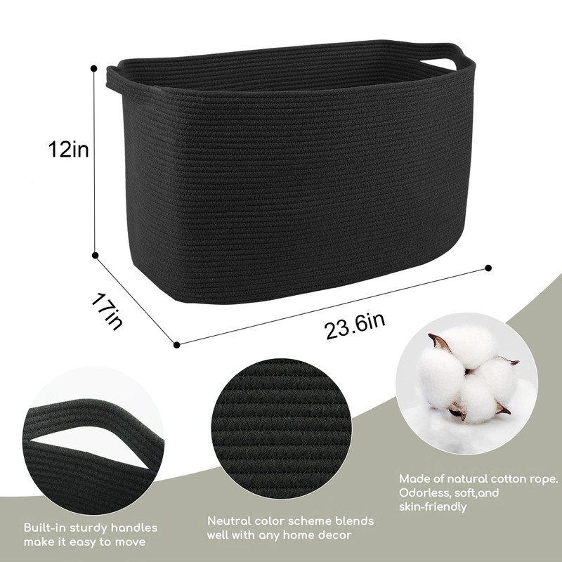 MEGASKET Extra Large Rectangle Storage Basket, 23.6" x 17" x