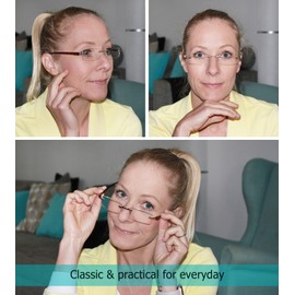 READING GLASSES 7 pack Small Lens Rimless Readers (Transparent Arm)