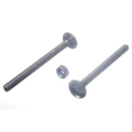 24 x Carriage Bolts and Nuts BZP Galvanised M6 x 75 Weatherproof