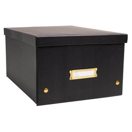 EXACOMPTA - Ref 62351E – 1 Neo Déco Storage Box – Flat Packed – Easy to Assemble with Poppers – A4 Size – Size 27 x 36 x 20 cm – Black