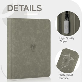 Deoyibu Card Binder with 9 Pockets, Trading Card Binder for 360 Trading Cards, Double-Sided Collectable Album with Zip, Card Folder for MTG, TCG, Playing Cards, Sports Cards, Grey