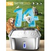 Large Dog Water Fountain 14L/3.7Gal, Stainless Steel Pet Fountain for