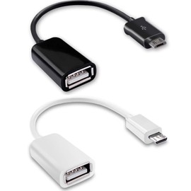 Tek Styz OTG MicroUSB 2.0 (2Pack) Compatible with DJI Phantom 4 RTK Full Hi-Speed On-The-Go Access to Your Acessories; Keyboard, Mice, Backup, SD Cards, More! (Black + White)